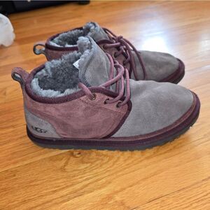 Ugg Gray Suede Fur Lined Boots Mens Size 8